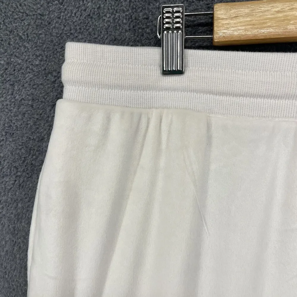 Juicy Couture Pants Women XL Beige Velour Sleepwear Rhinestone Lounge Y2K pocket